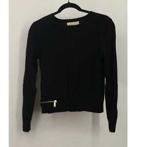 Michael Kors Women's Unique Hip Accent Zipper Sweater Long Sleeve Size M Black